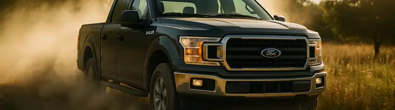 A pickup kicking up dust on a gravel road